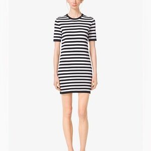 MICHAEL KORS COLLECTION Striped Compact-Cotton T-Shirt Dress